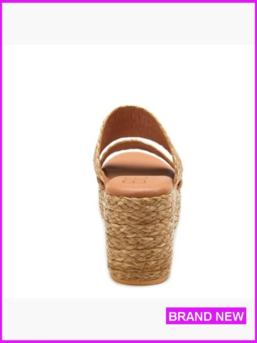 Woven Raffia Platform Slide Sandals Block Heel Summer Beach Vacation